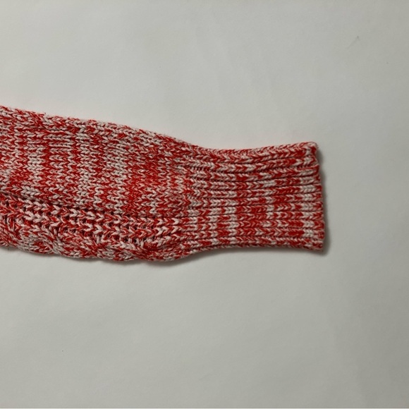 FREE PEOPLE slightly cropped orange and white sweater - Picture 2 of 6